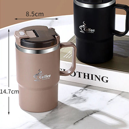Insulated Coffee Cup 304 Stainless Steel Tea Cup With Tea Strainer Lid Straw Water Milk Juice Cups Coffee Mug For Home Drinkware