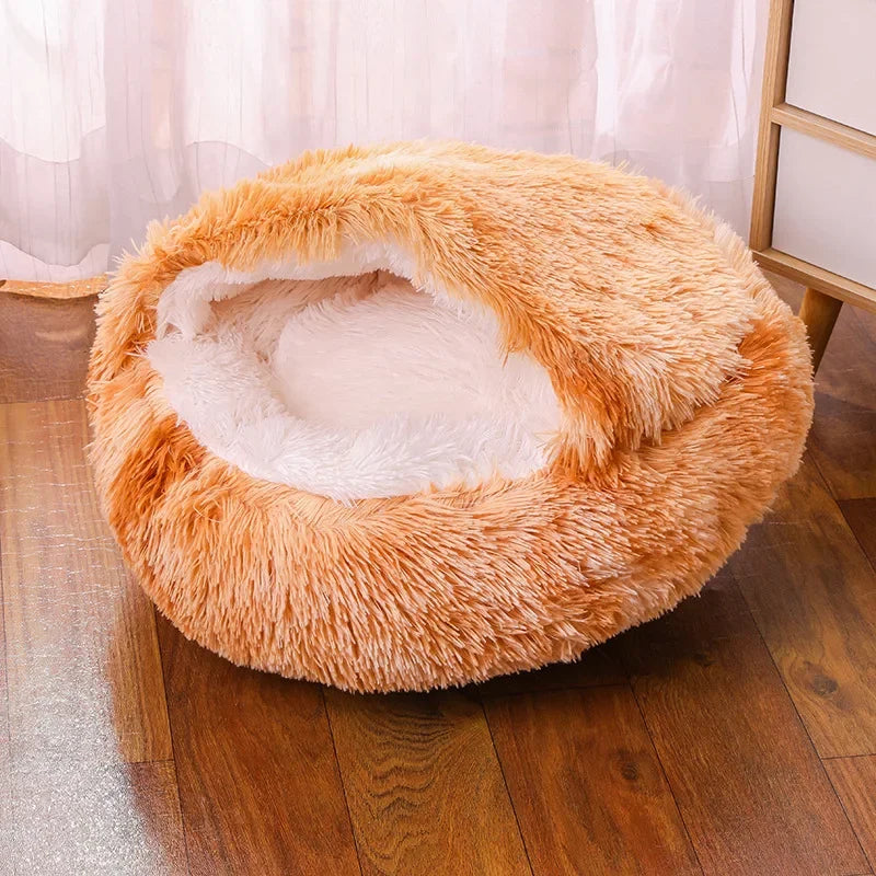 Cat Bed Cave for Indoor Donut Self Warming Small Dog Bed Anti-anxiety for Winter