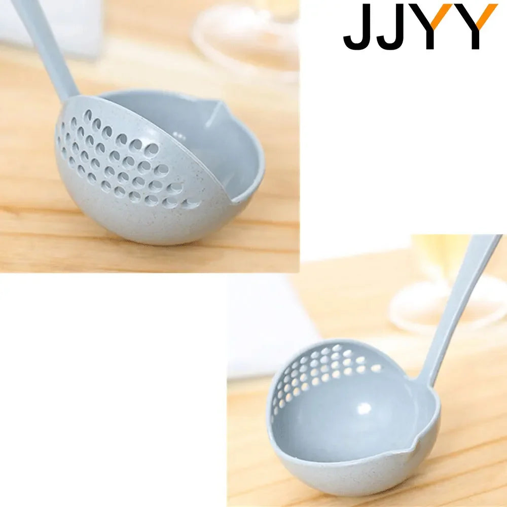 JJYY The 2 in 1 Kitchen Spoon Spoon Long handle Plastic Colander Filter Tableware Hot Pot Spoon