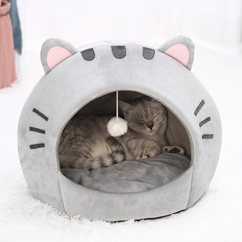 Warm Cotton Cat Cave Bed Cozy Indoor House for Cats Kittens