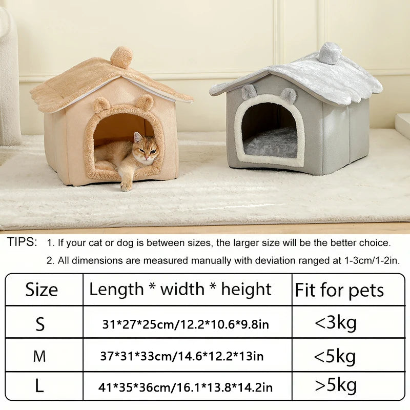 Soft Cotton Cat Bed Cozy Indoor Pet House for Cats Kittens