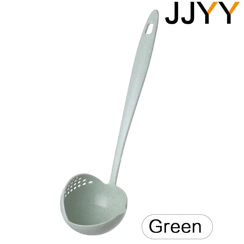 JJYY The 2 in 1 Kitchen Spoon Spoon Long handle Plastic Colander Filter Tableware Hot Pot Spoon