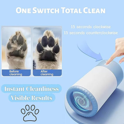 Pet Paw Cleaner Machine Automatic, Portable Dog Cat Washer Cup with Soft Silicone Brush, USB-C Rechargeable, Waterproof