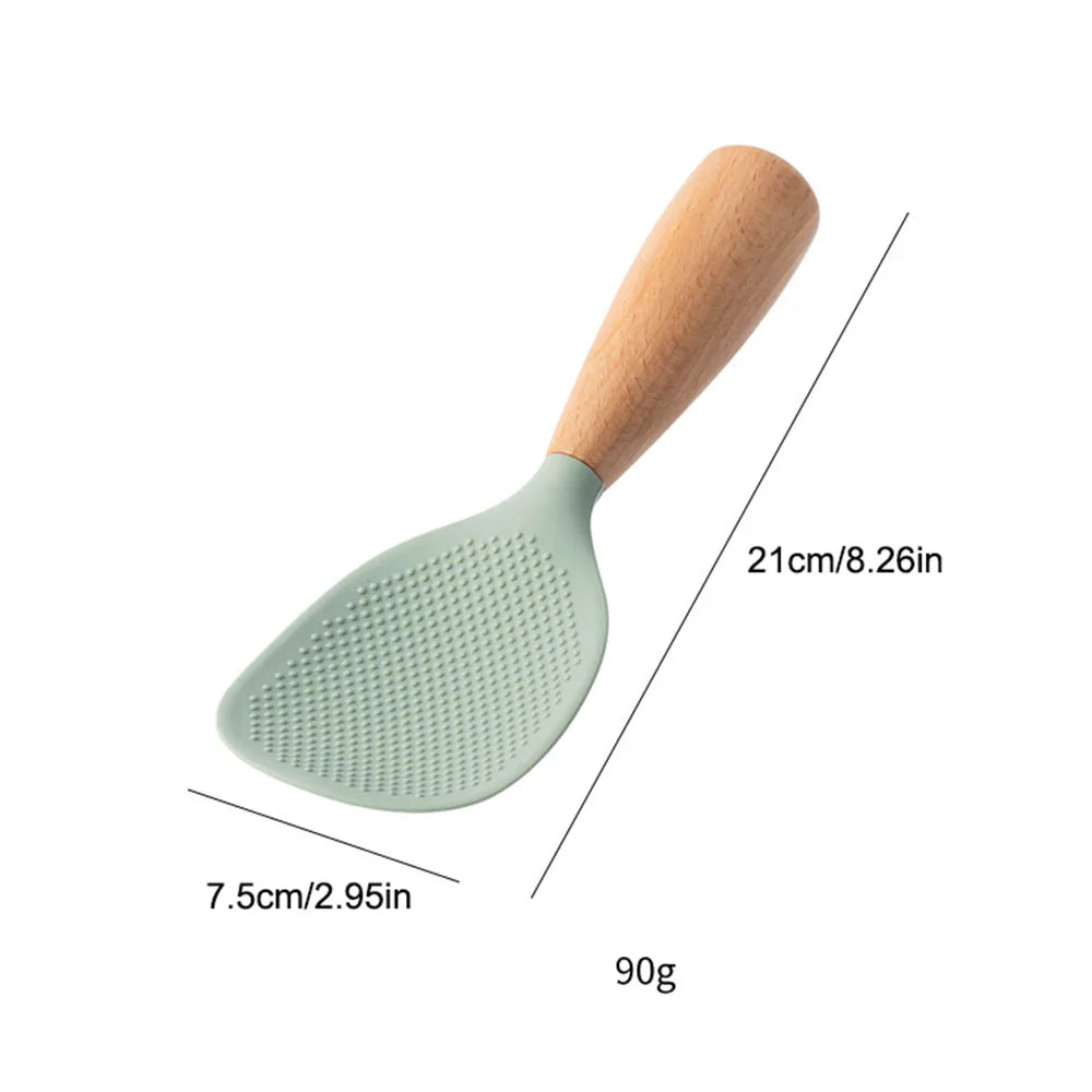 1Pcs Silicone Spoon Non-stick Cooking Spoon Anti-scalding Pot Rice