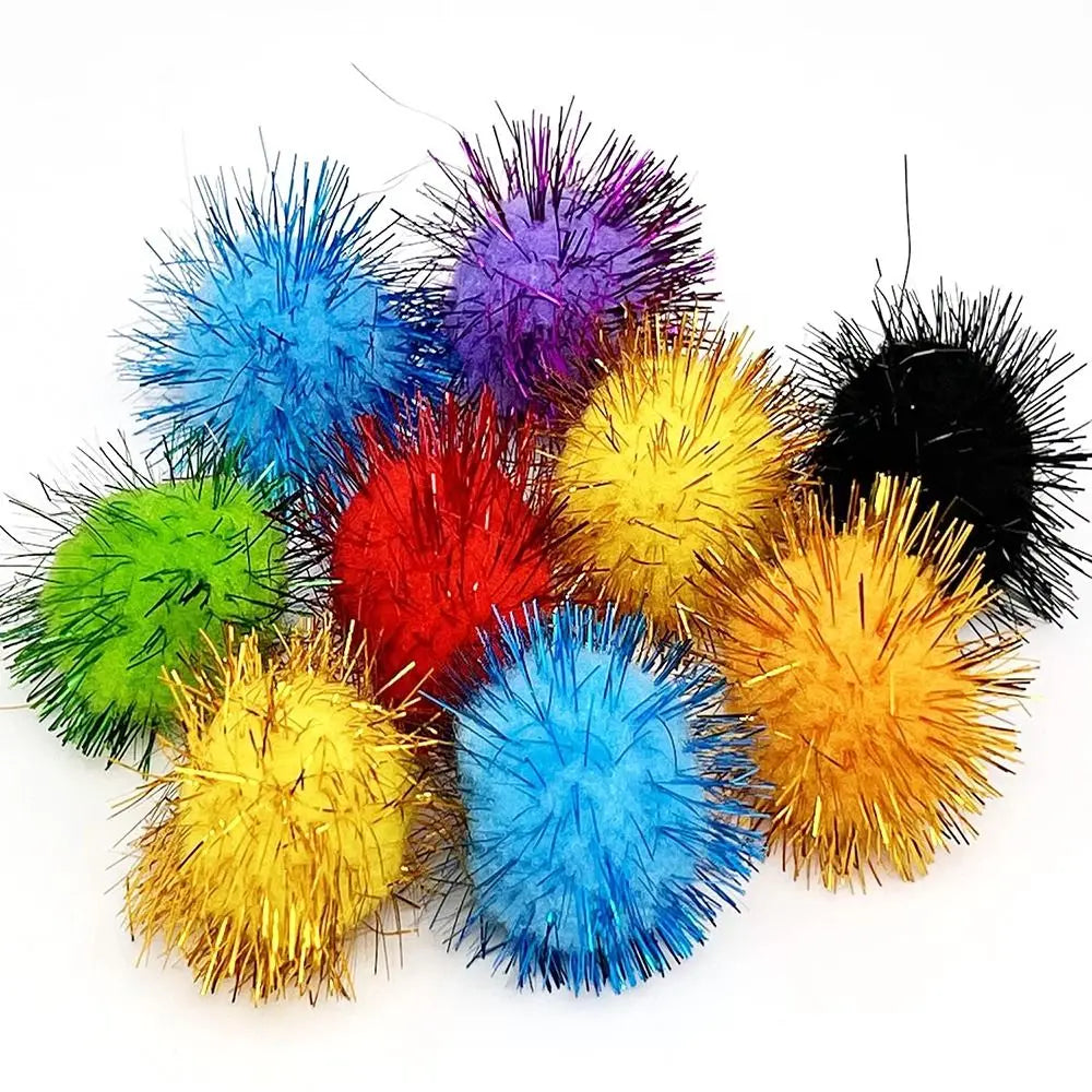 Cat Sparkle Balls Toy, 50-Piece Plush Play Ball Set