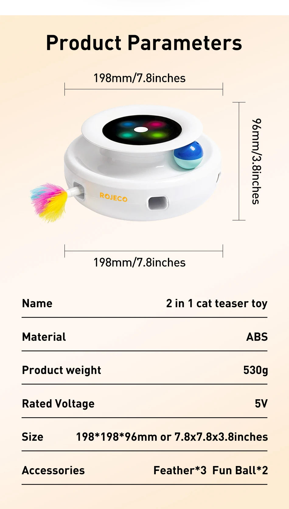 ROJECO 2-in-1 Automatic Cat Toy Set
