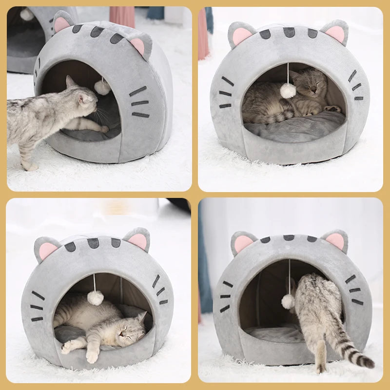 Warm Cotton Cat Cave Bed Cozy Indoor House for Cats Kittens
