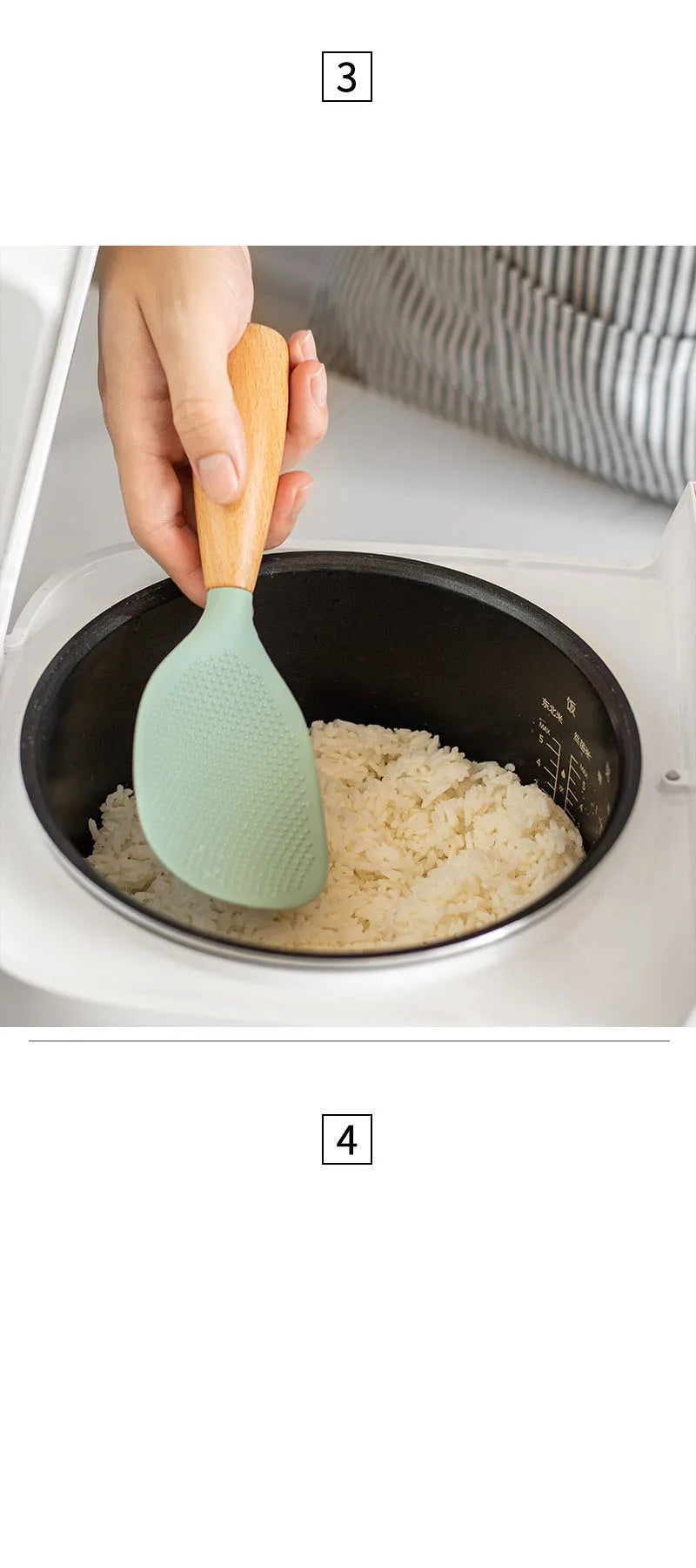 1Pcs Silicone Spoon Non-stick Cooking Spoon Anti-scalding Pot Rice