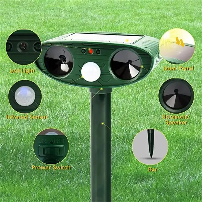 Solar Ultrasonic Animal Repeller for Cats & Dogs