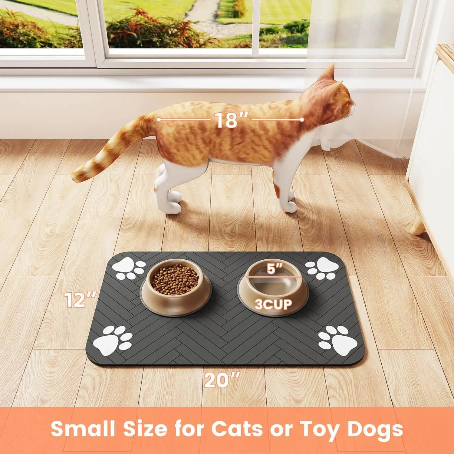 Absorbent Pet Feeding Mat for Dogs & Cats
