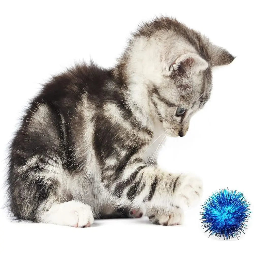 Cat Sparkle Balls Toy, 50-Piece Plush Play Ball Set