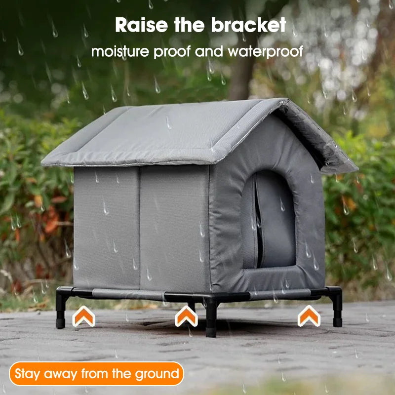 Waterproof Outdoor Cat House Weatherproof Shelter for Stray Cats Year-Round Protection