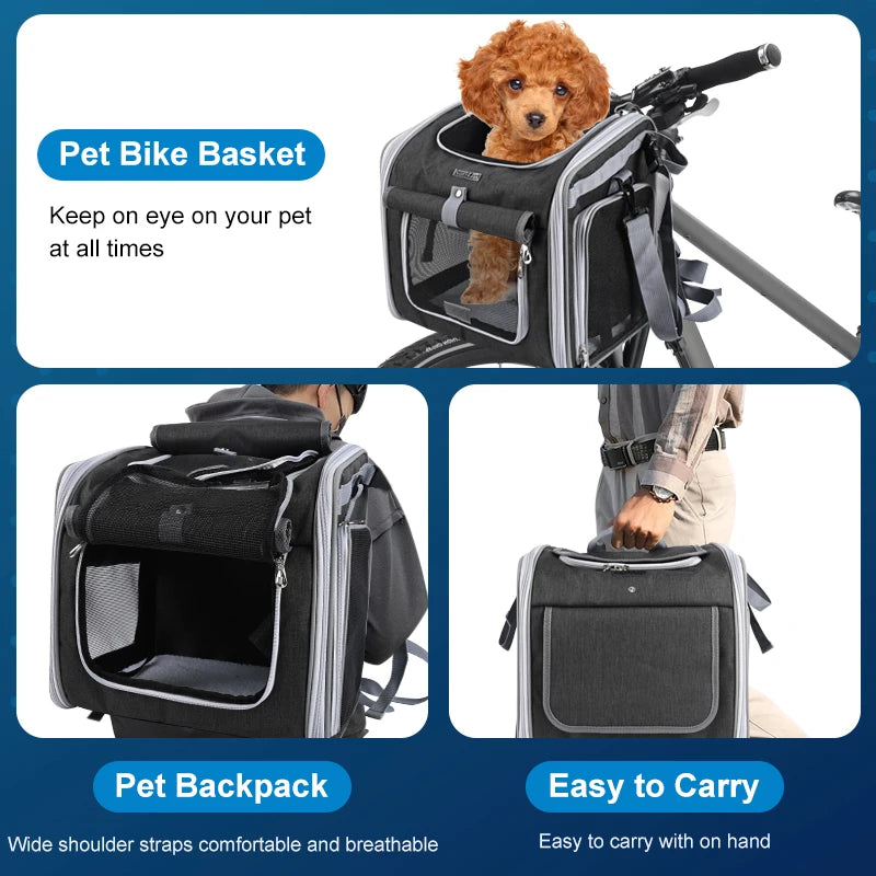 Expandable Dog & Cat Bike Basket Carrier