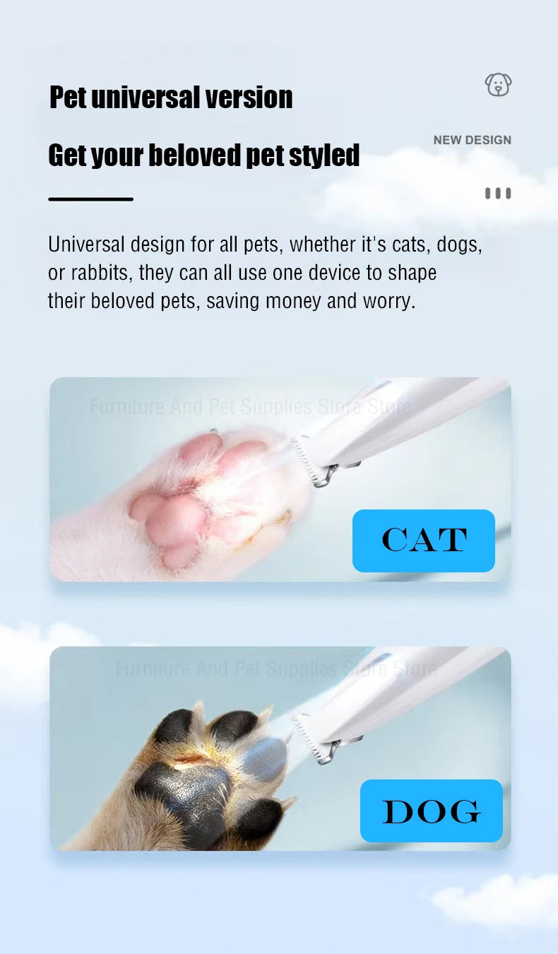 Rechargeable Dog Paw Trimmer with LED Light