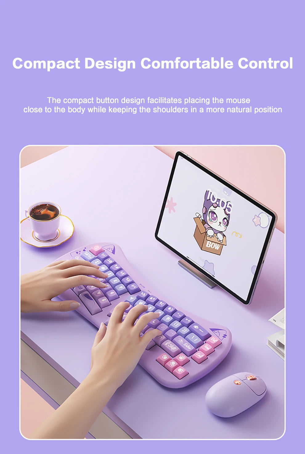 BOW Bluetooth USB Wireless Split Keyboard