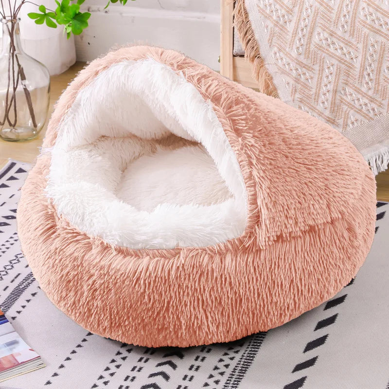 Cat Bed Cave for Indoor Donut Self Warming Small Dog Bed Anti-anxiety for Winter