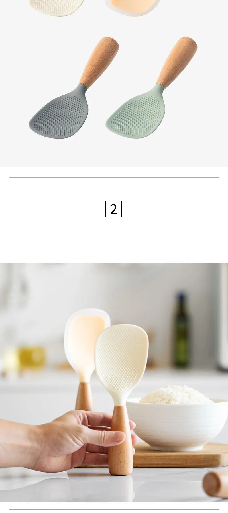 1Pcs Silicone Spoon Non-stick Cooking Spoon Anti-scalding Pot Rice