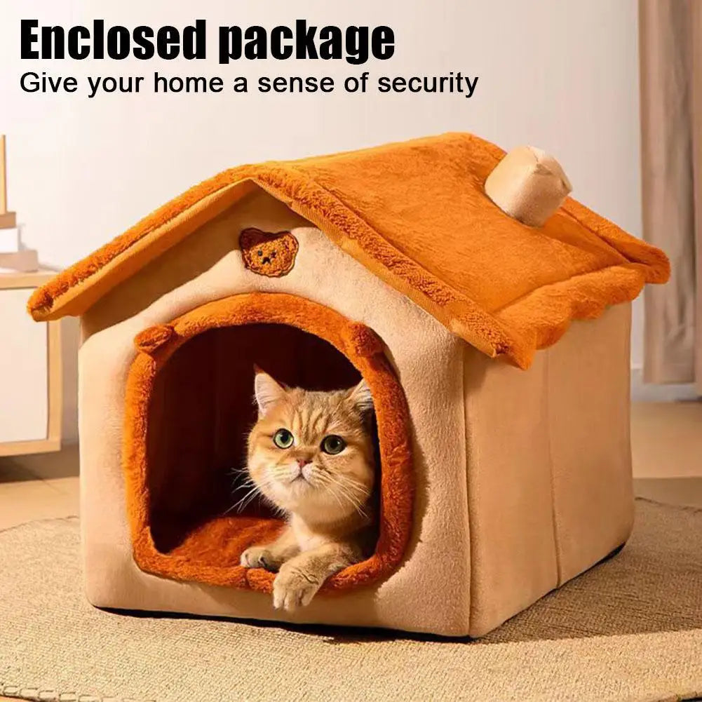 Cozy Cat Cave Bed Plush Indoor Pet House with Removable Cushion