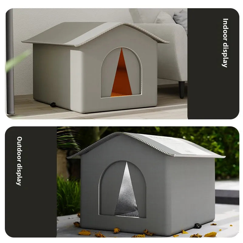 Waterproof Outdoor Cat House Warm Foldable Pet Shelter for Winter Cats