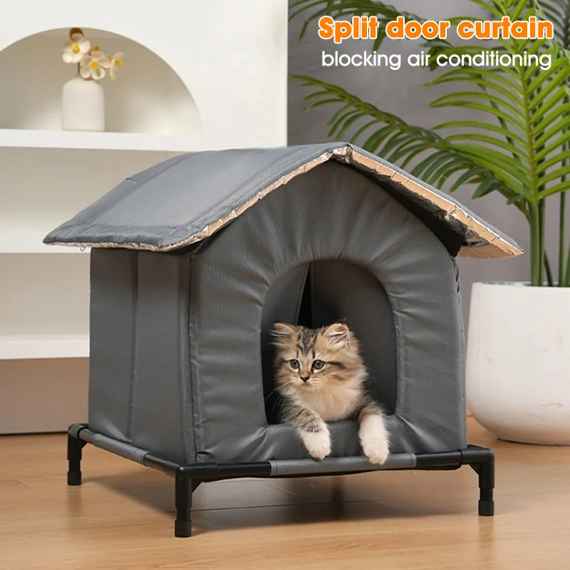 Waterproof Outdoor Cat House Weatherproof Shelter for Stray Cats Year-Round Protection