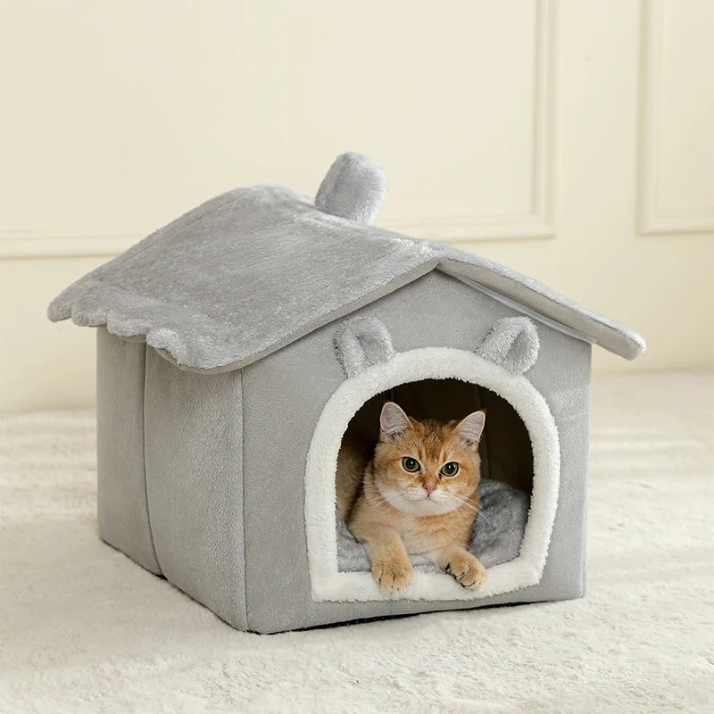 Soft Cotton Cat Bed Cozy Indoor Pet House for Cats Kittens