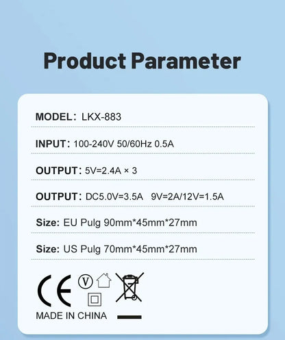 Total 60W USB C Charger Multi 4 Ports 3USB PD Type C Fast Charging Quick Charge Universal Travel Wall Power Adapter