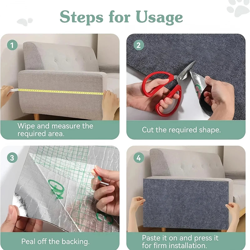 Wall Self-Adhesive Anti Cat Scratch Sofa DIY Cats Scratch Protection Paws Sharpen Trimmable  Carpet Cats Scratch Board ﻿