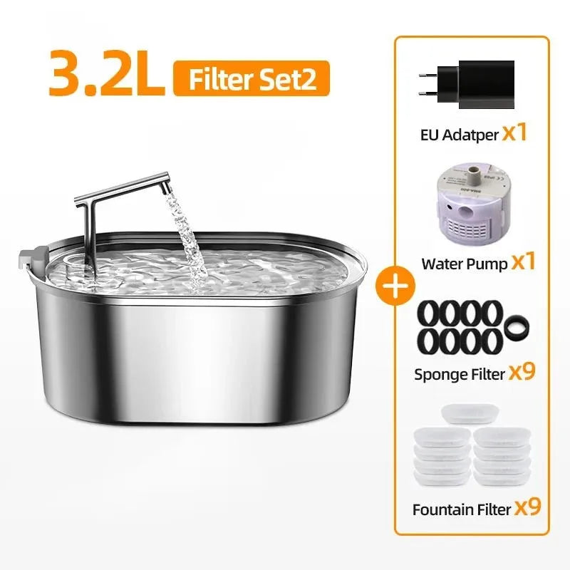 ROJECO 3.2L Stainless Steel Pet Water Fountain