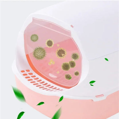 Kitty Sandbox Cat Litter Box Semi-enclosed Splashproof Cat Tray