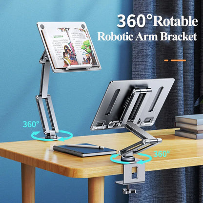 Oatsbasf Laptop Stand Clamp Tablet Hightening Support Holder Book Bracket Desktop Bed Lazy Stand 360°Rotating Hight Adjustable