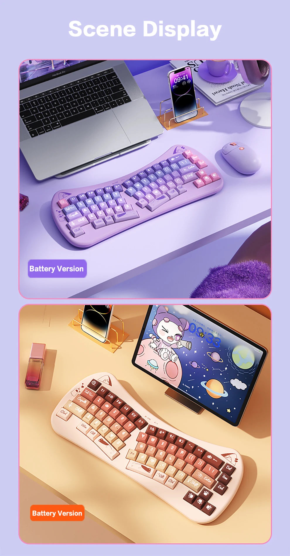 BOW Bluetooth USB Wireless Split Keyboard