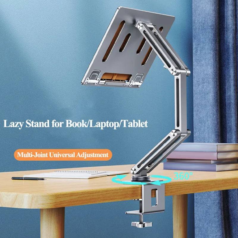 Oatsbasf Laptop Stand Clamp Tablet Hightening Support Holder Book Bracket Desktop Bed Lazy Stand 360°Rotating Hight Adjustable