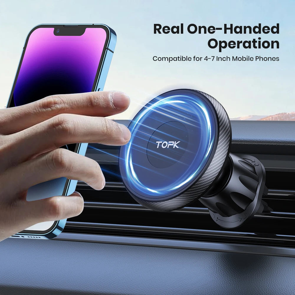 TOPK Magnetic Car Phone Holder Air Vent Mount for MagSafe iPhone & Samsung