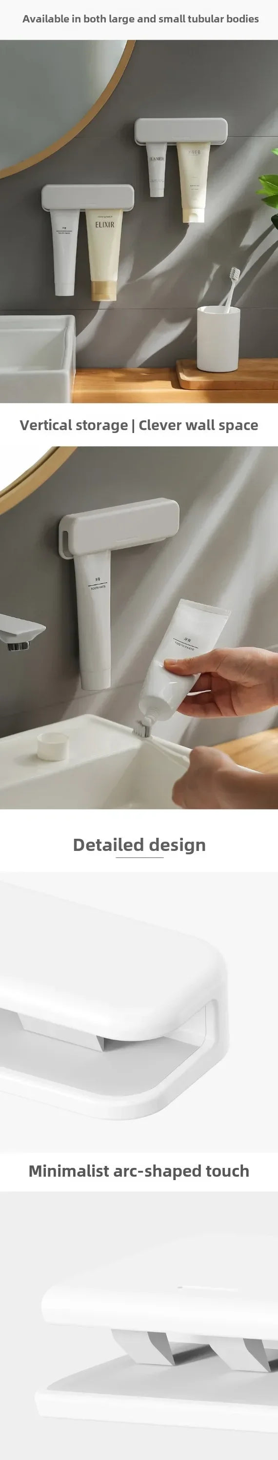 Wall Mounted Toothpaste Holder Bathroom Facial Cleanser Toothpaste Storage Rack No-Drill Toothpaste Clip Squeezer