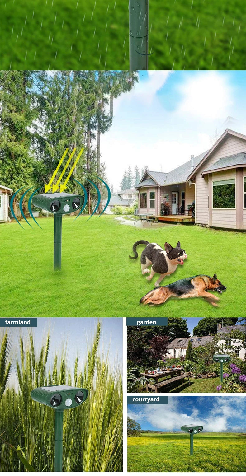 Solar Ultrasonic Animal Repeller for Cats & Dogs