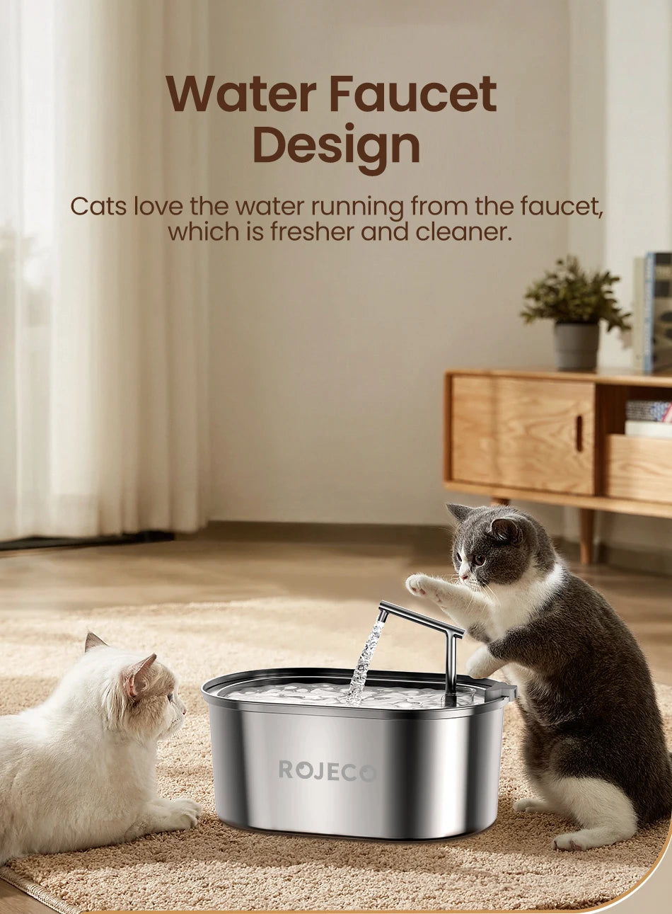 ROJECO 3.2L Stainless Steel Pet Water Fountain