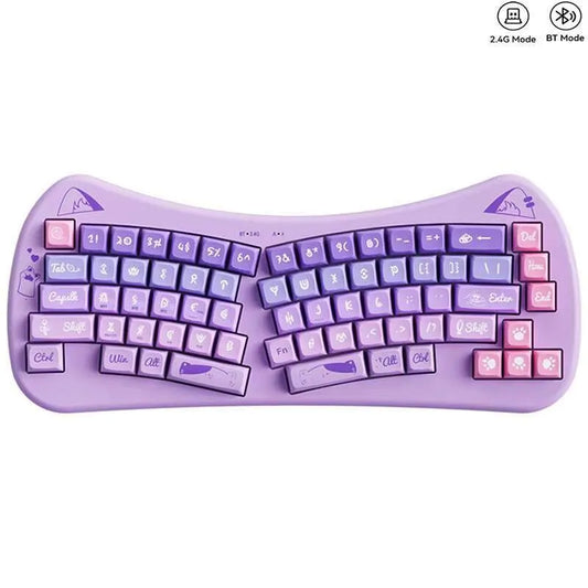 BOW Bluetooth USB Wireless Split Keyboard  68 Keys Multi Media Button Cute Cat Ergonomic  Keyboard for Win/Android/iOS/ OS