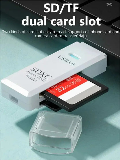 Multi Functional 2-in-1 High-speed USB 3.0/2.0 Card Reader Supports TF SD Card
