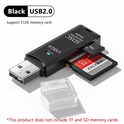 Multi Functional 2-in-1 High-speed USB 3.0/2.0 Card Reader Supports TF SD Card