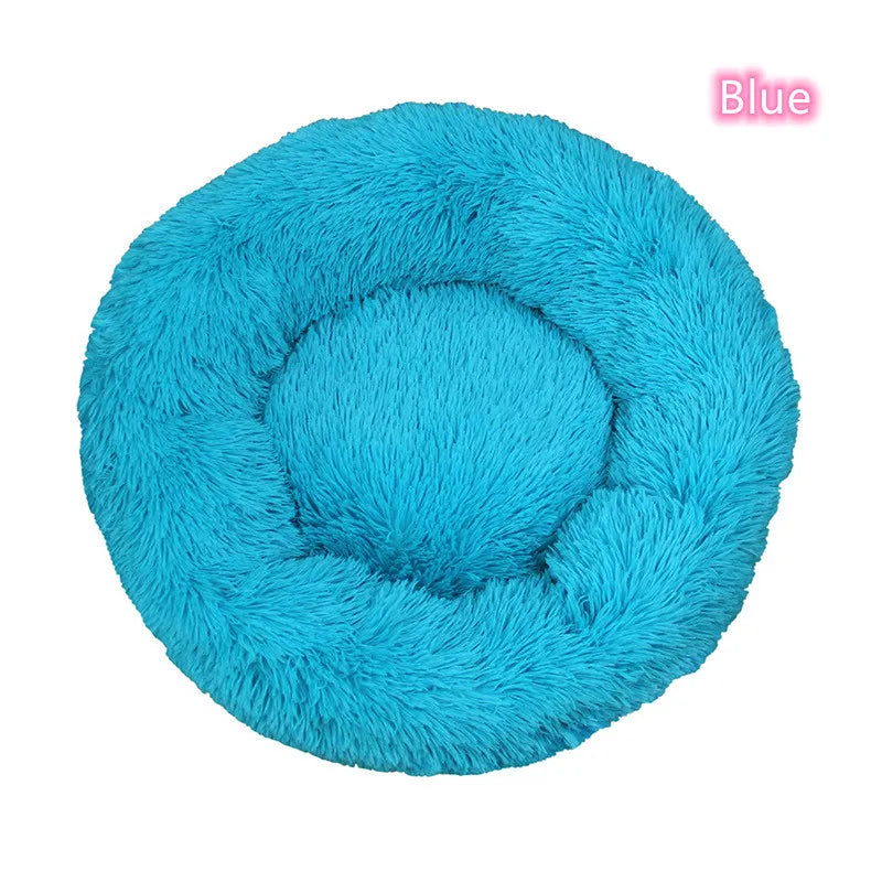 Calming Plush Cat Bed Warm Washable Donut Cushion for Indoor Pets