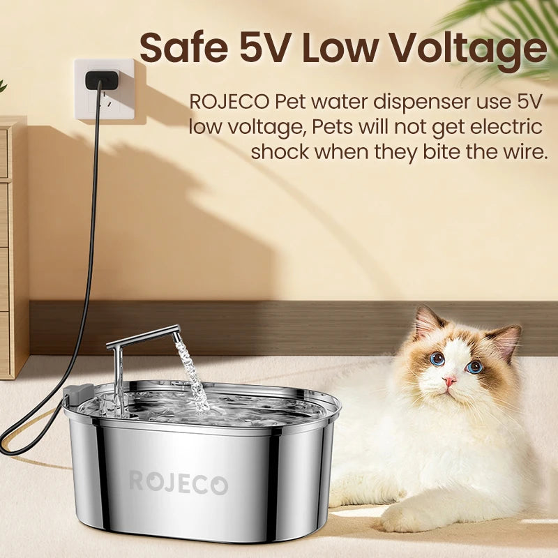 ROJECO 3.2L Stainless Steel Pet Water Fountain