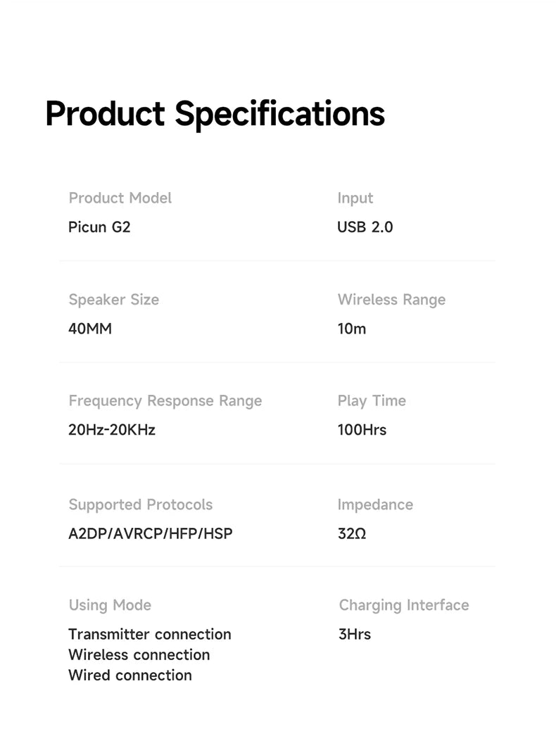 Picun G2 2.4GHz Bluetooth Wireless Gaming Headset For PC PS4 PS5