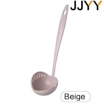 JJYY The 2 in 1 Kitchen Spoon Spoon Long handle Plastic Colander Filter Tableware Hot Pot Spoon