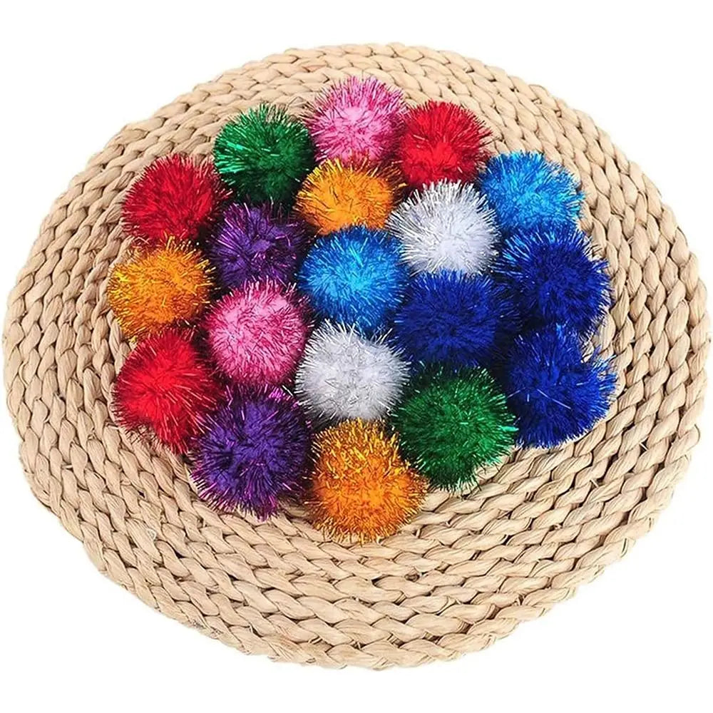 Cat Sparkle Balls Toy, 50-Piece Plush Play Ball Set