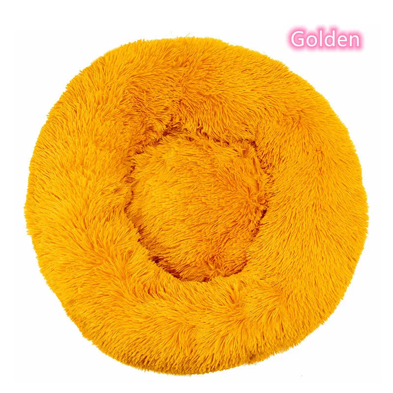 Calming Plush Cat Bed Warm Washable Donut Cushion for Indoor Pets
