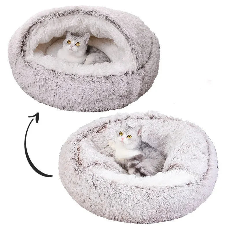 Cat Bed Cave for Indoor Donut Self Warming Small Dog Bed Anti-anxiety for Winter