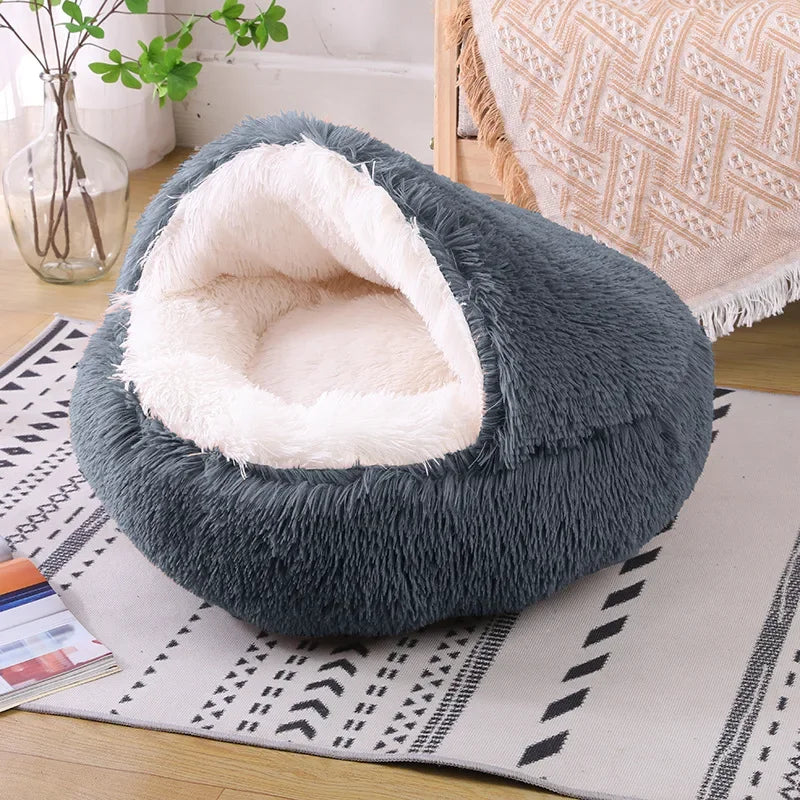 Cat Bed Cave for Indoor Donut Self Warming Small Dog Bed Anti-anxiety for Winter