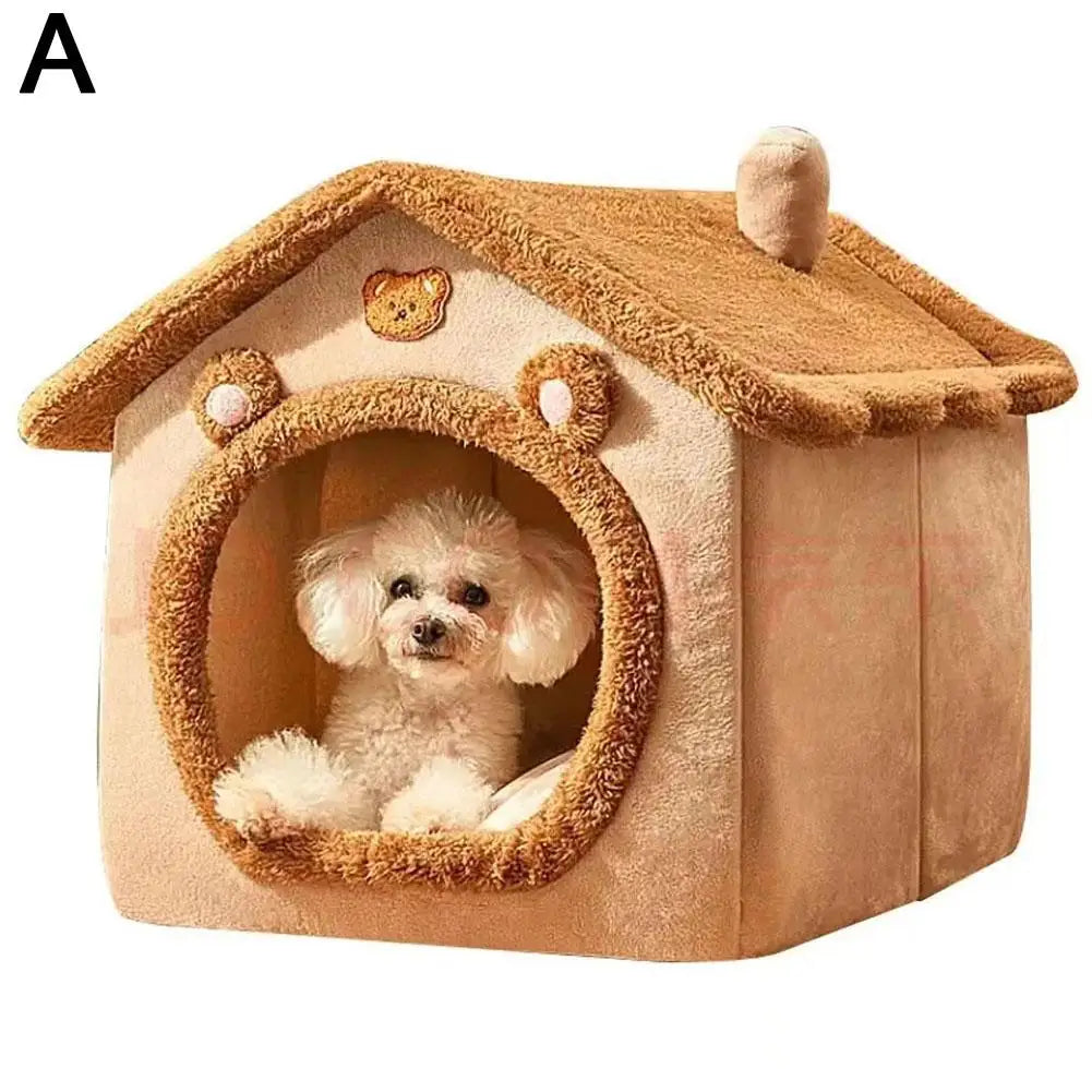 Cozy Cat Cave Bed Plush Indoor Pet House with Removable Cushion