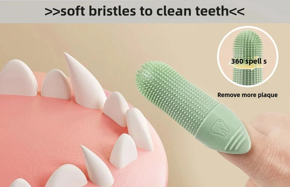 Dog Toothbrush, 360° Cleaning Finger Toothbrush for Dogs