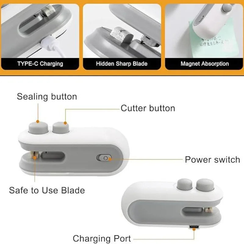 Mini Heat Bag Sealing Machine Multifunction Bag Clip Sealer
